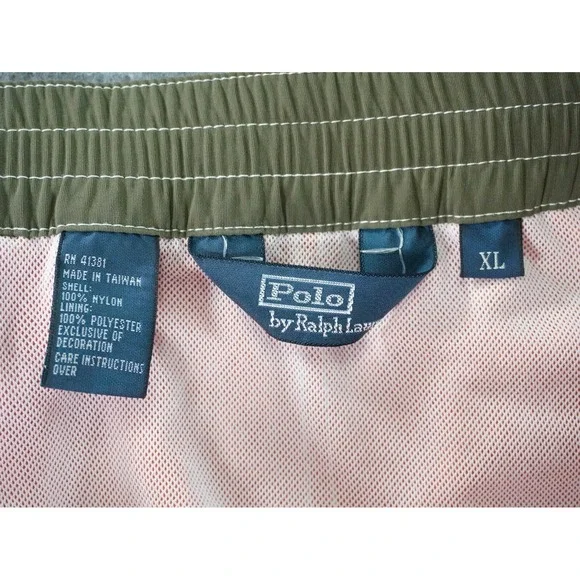Vintage Polo Ralph Lauren Swim Trunks Mens XL Cargo Orange Lined Pony - Picture 8 of 11